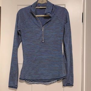 Blue stripped long sleeve half zip